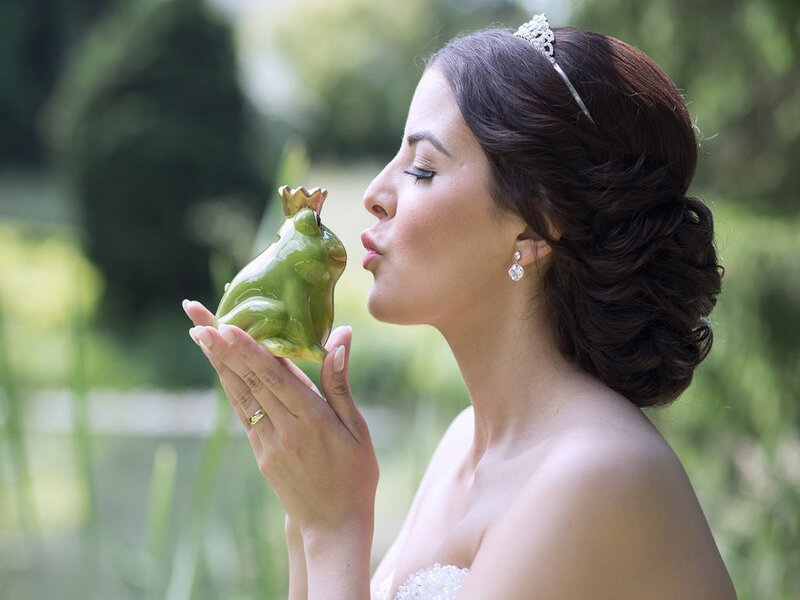 Woman Kissing Frog Figurine