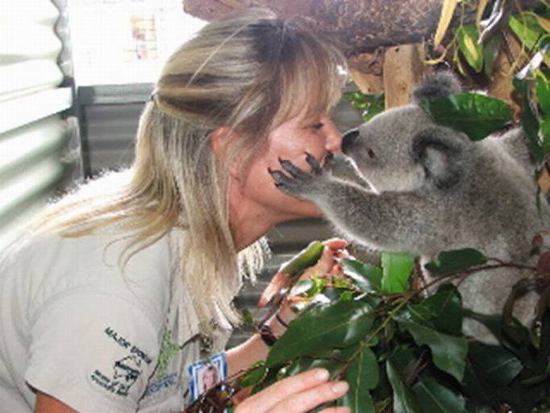 Woman Kissing Koala