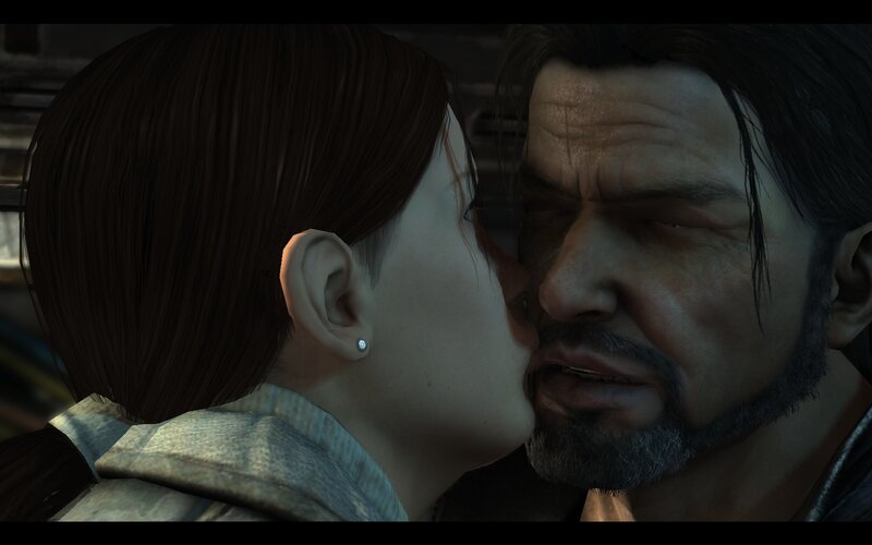 Woman Kissing Man — Brown, Intimate