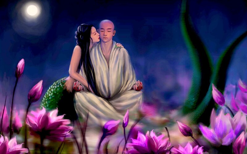Woman Kissing Monk