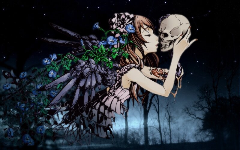Woman Kissing Skull — Black