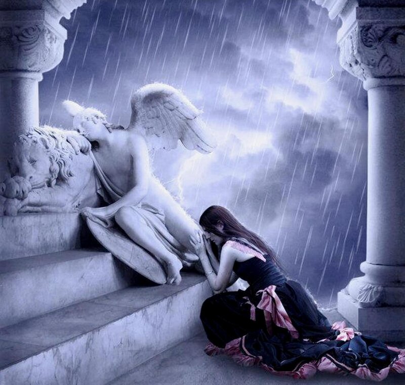 Woman Kneeling Before Angel