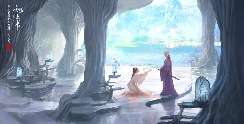 Woman Kneeling Before Man — Blue