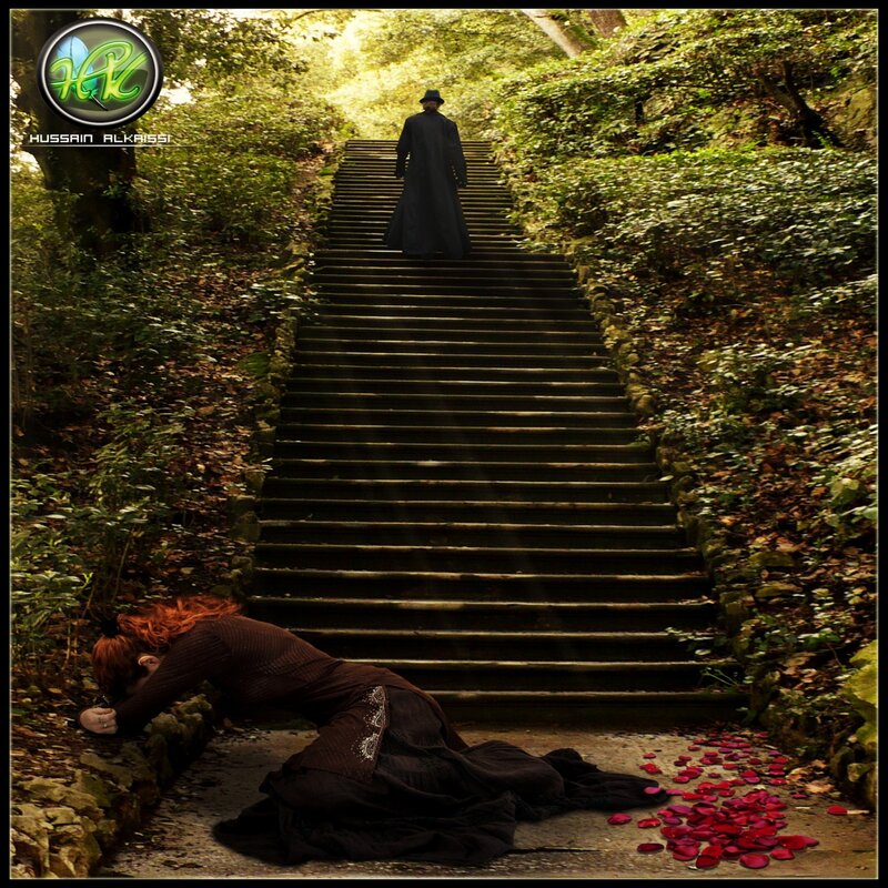 Woman Kneeling on Stairs