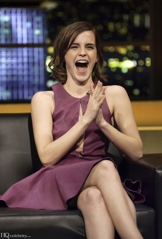 woman laughing on talk show