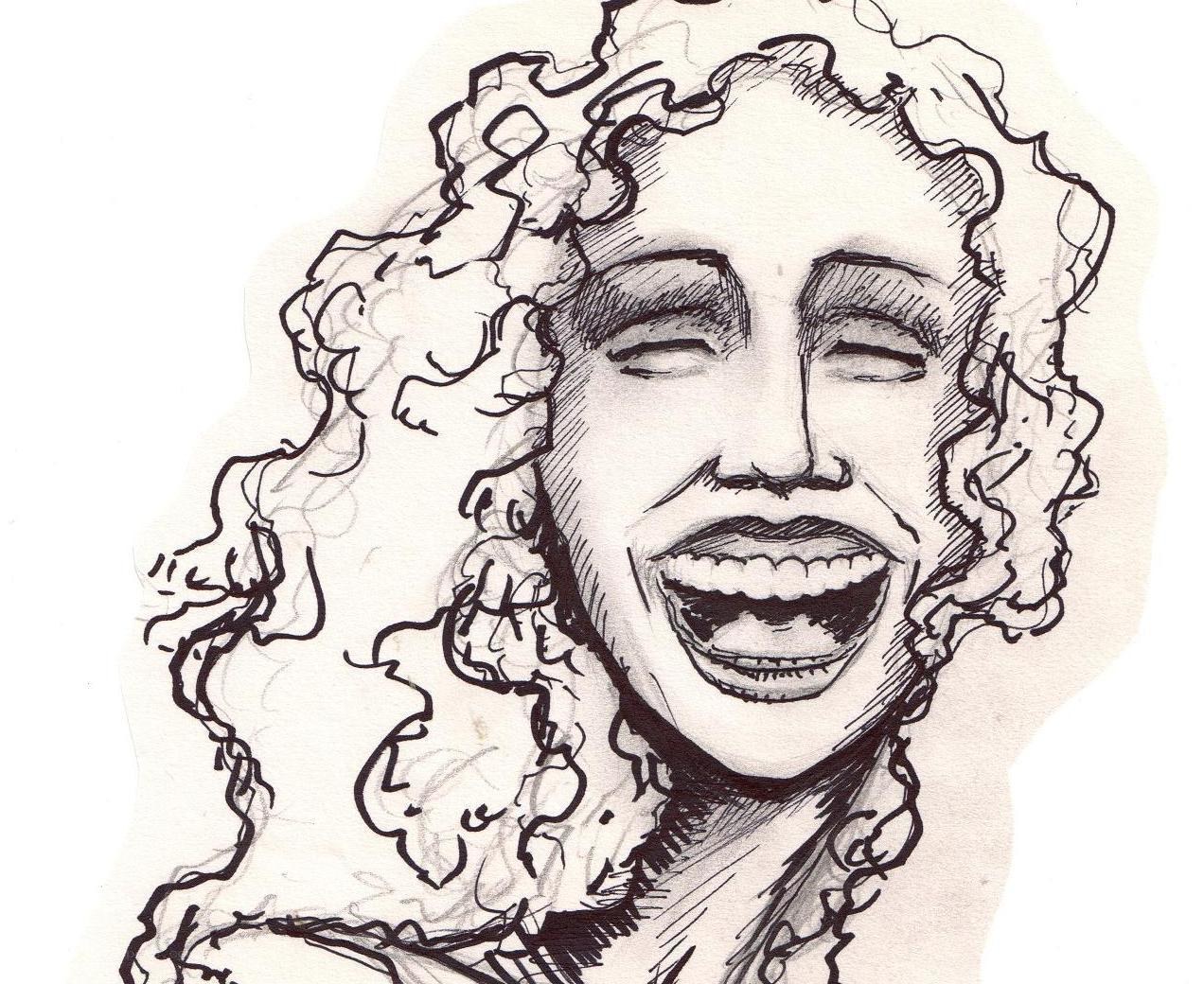 woman laughing sketch