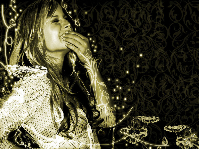 woman laughing with lights