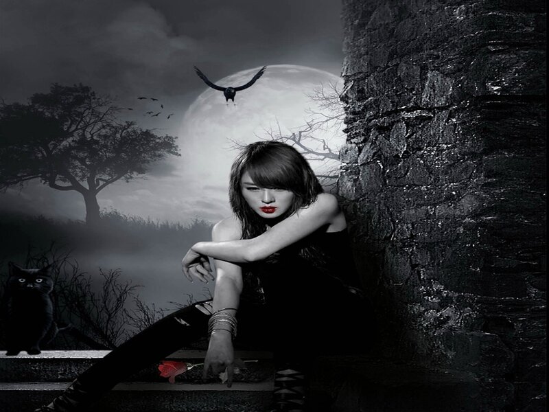 Woman Leaning Against Wall — Black, Dramatic