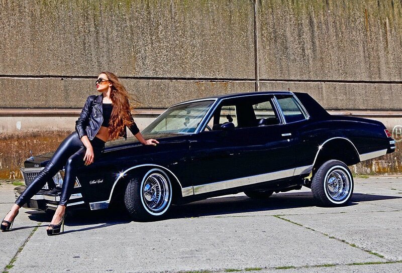 Woman Leaning on Car — Black, Confident, Afternoon, Photograph, Sunglasses