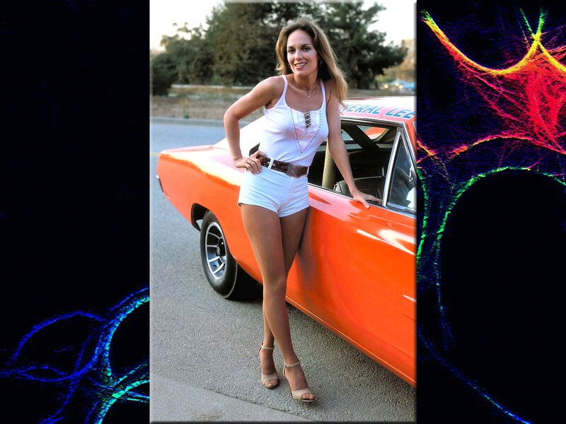Woman Leaning on Car — Orange, Confident