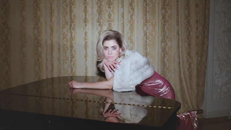 Woman Leaning on Piano — White
