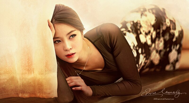 Woman Leaning on Pillow