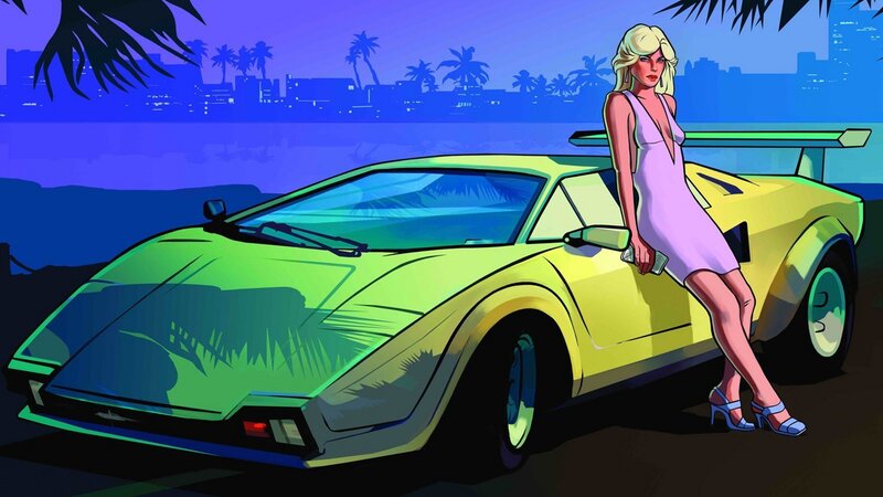Woman Leaning on Sports Car — Yellow