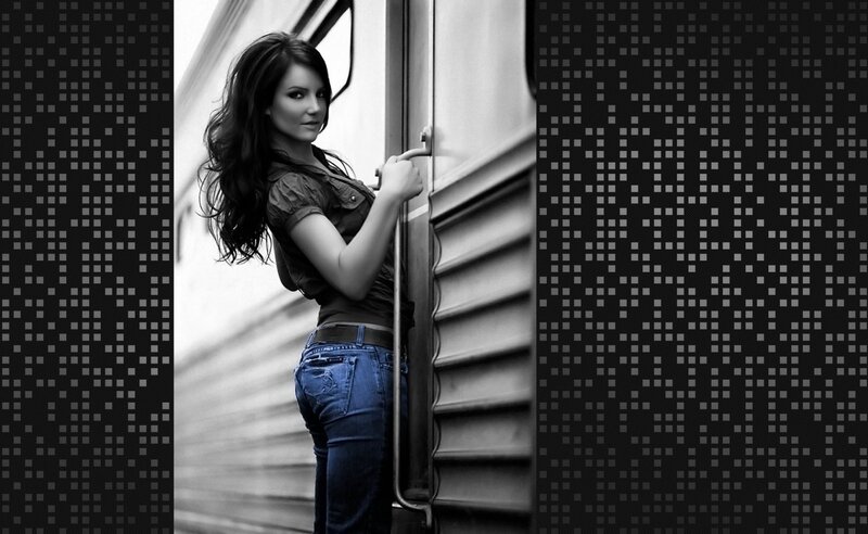 Woman Leaning on Train Door — Black