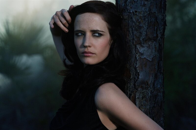 Woman Leaning on Tree — Black, Dramatic, Sunset