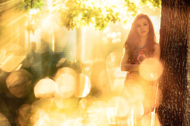 Woman Leaning on Tree — Yellow