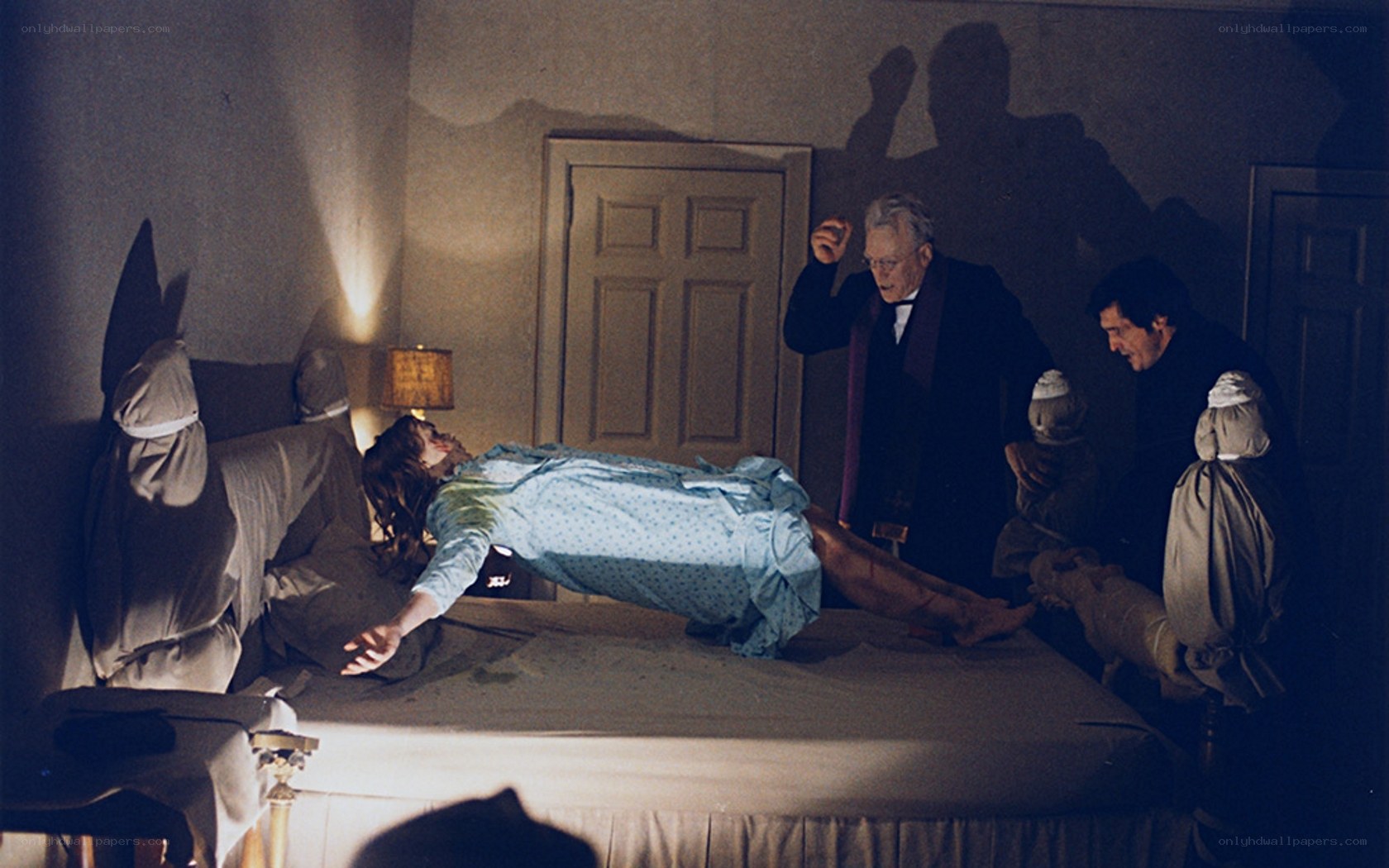 Woman levitating on bed