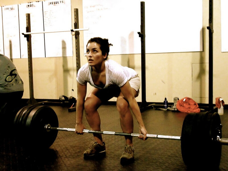 Woman Lifting Barbell — Black, Focused