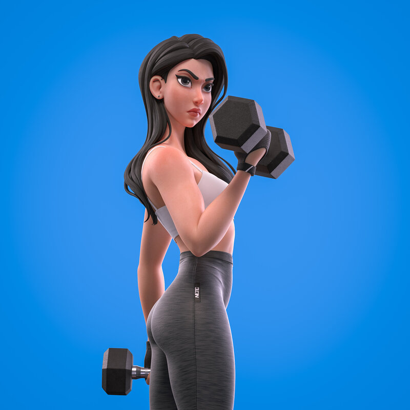 Woman Lifting Dumbbells — Blue