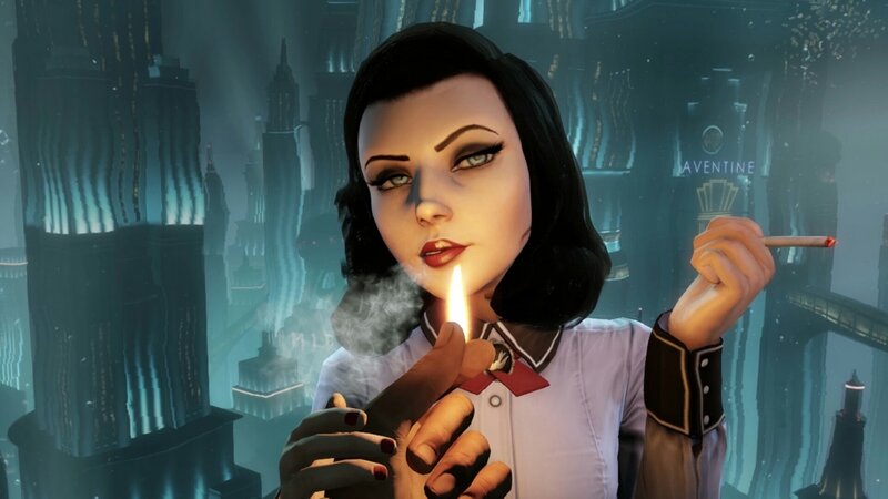 Woman Lighting a Cigarette — Blue