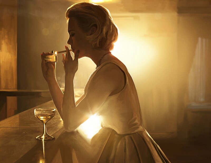 Woman Lighting a Cigarette — Gold
