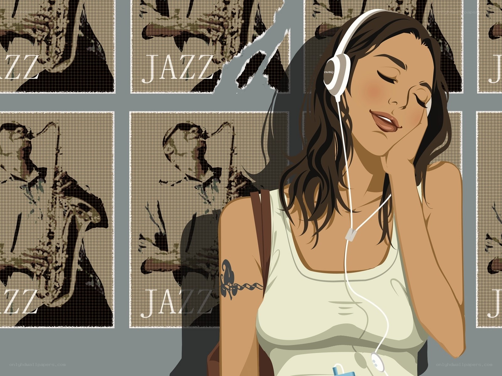 woman listening to jazz music