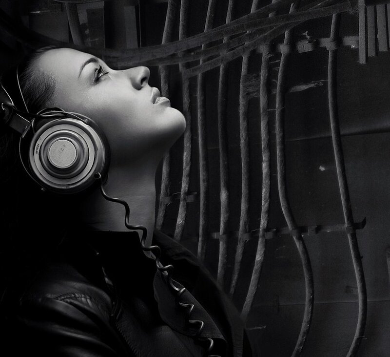 woman listening to music
