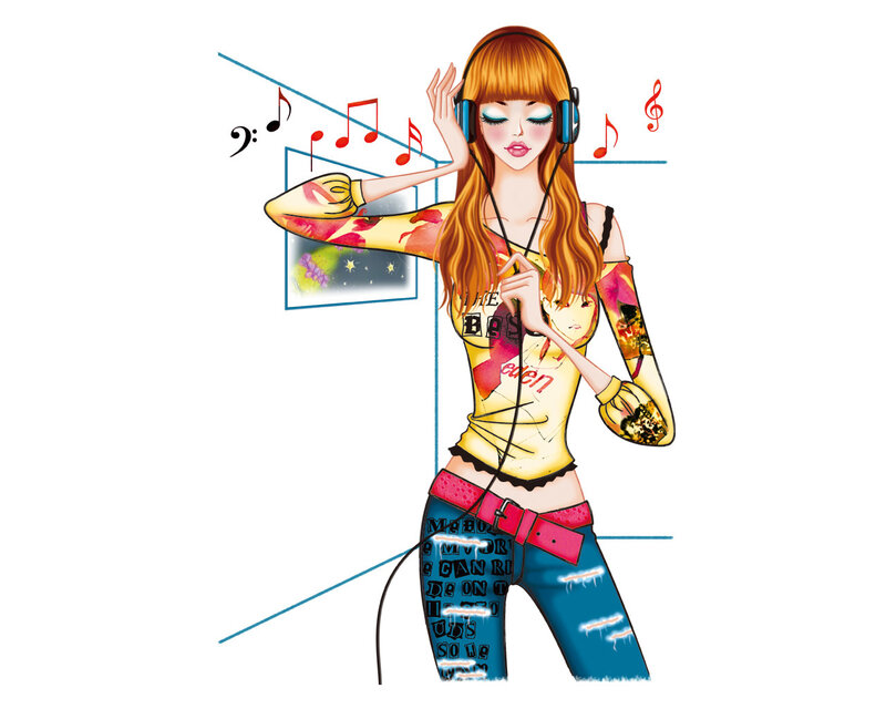 woman listening to music