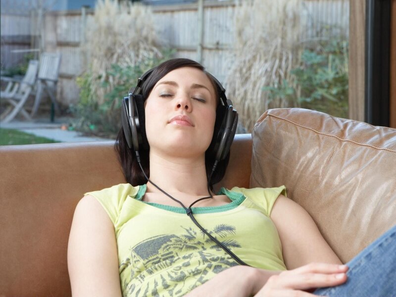 woman listening to music