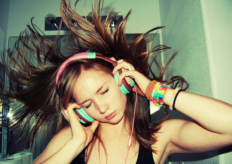 woman listening to music