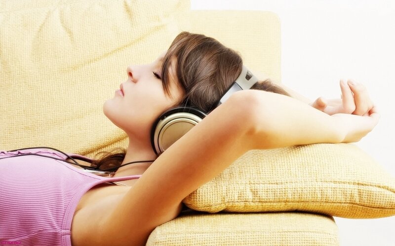 woman listening to music