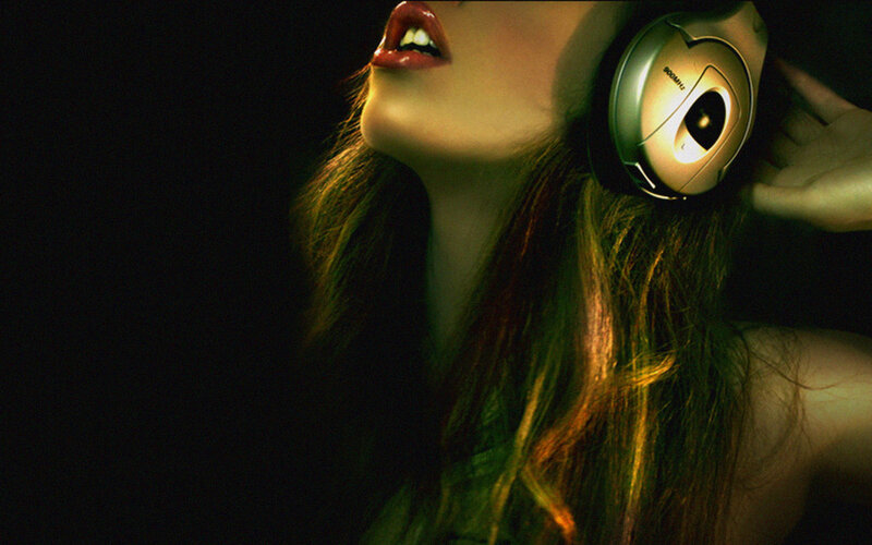 woman listening to music