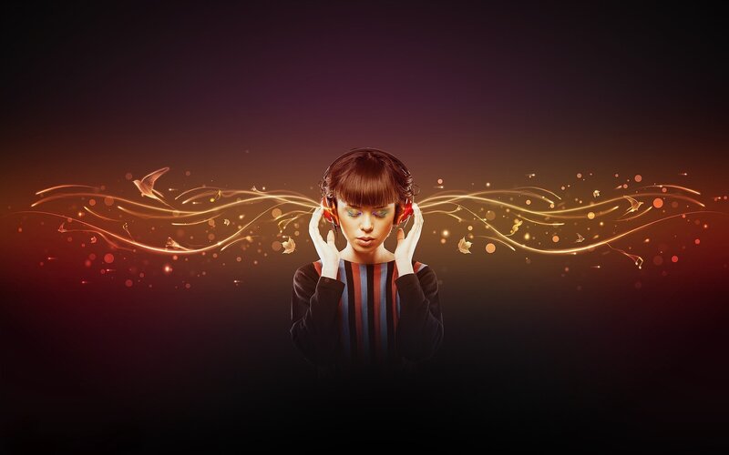 woman listening to music