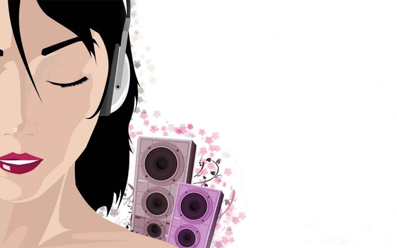 Woman Listening to Music — Pink, Calm
