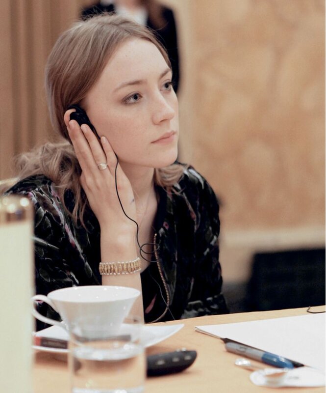 woman listening with headphones