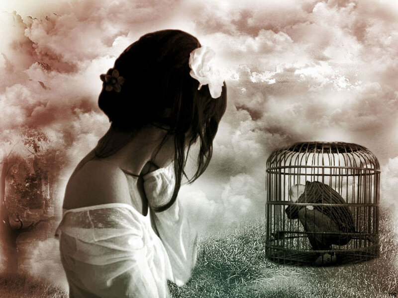 Woman Looking at Birdcage