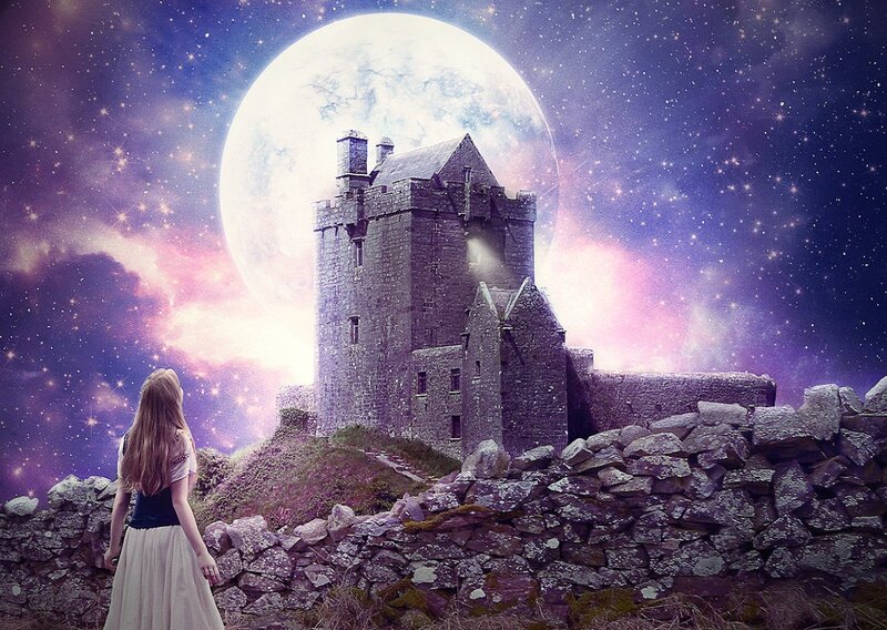 Woman Looking at Castle