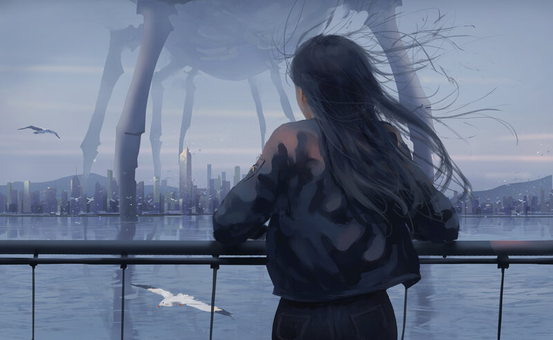 Woman Looking at City