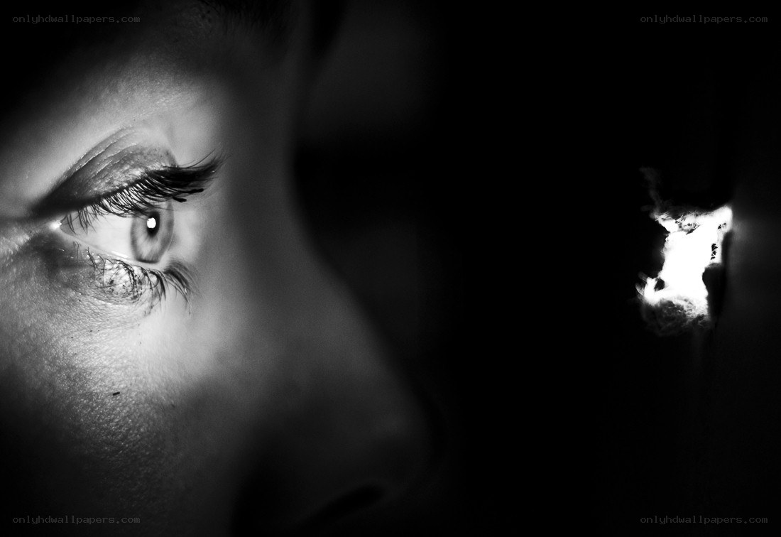 woman looking at light source