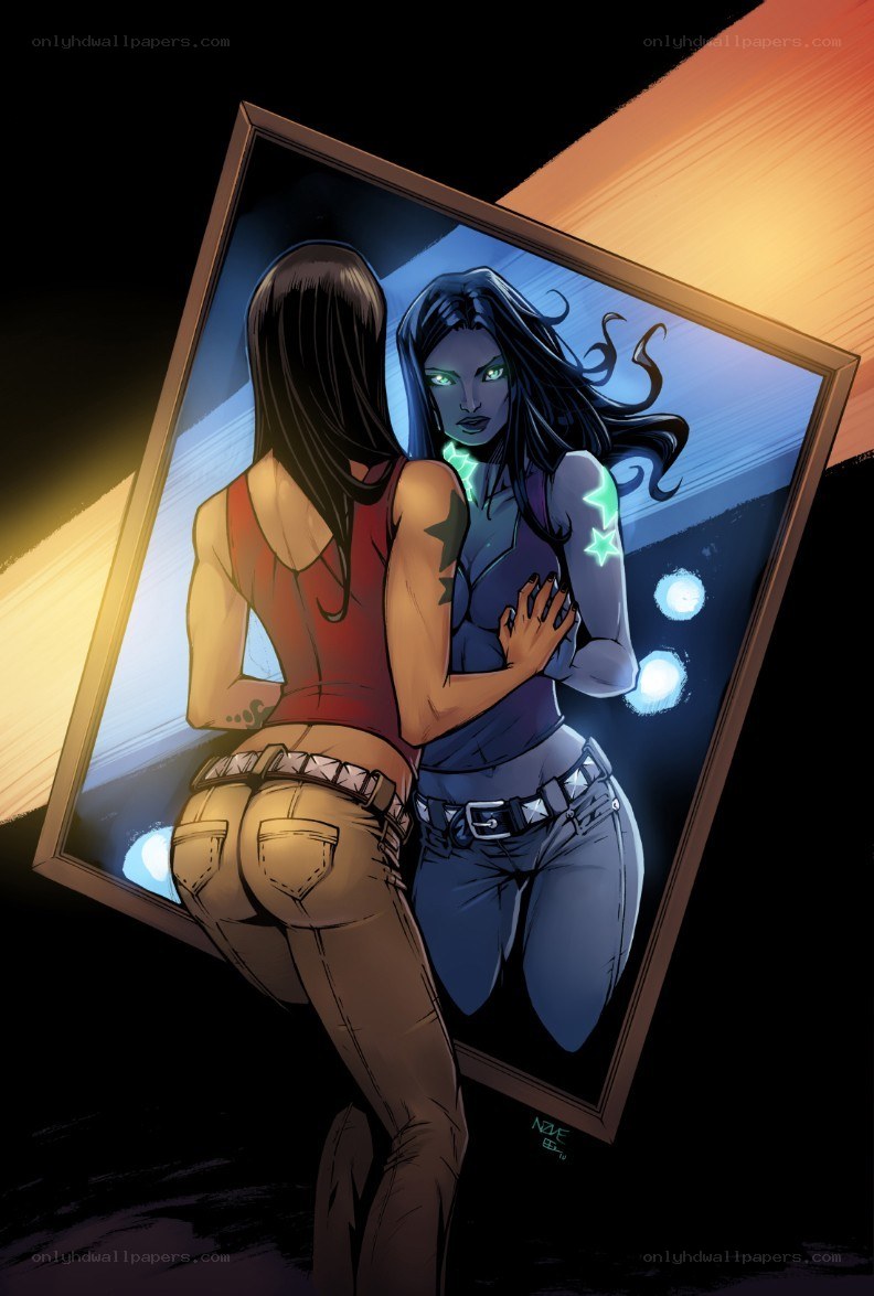 woman looking at mirror