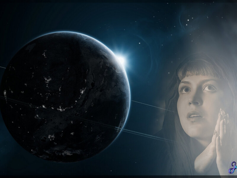 Woman Looking at Planet