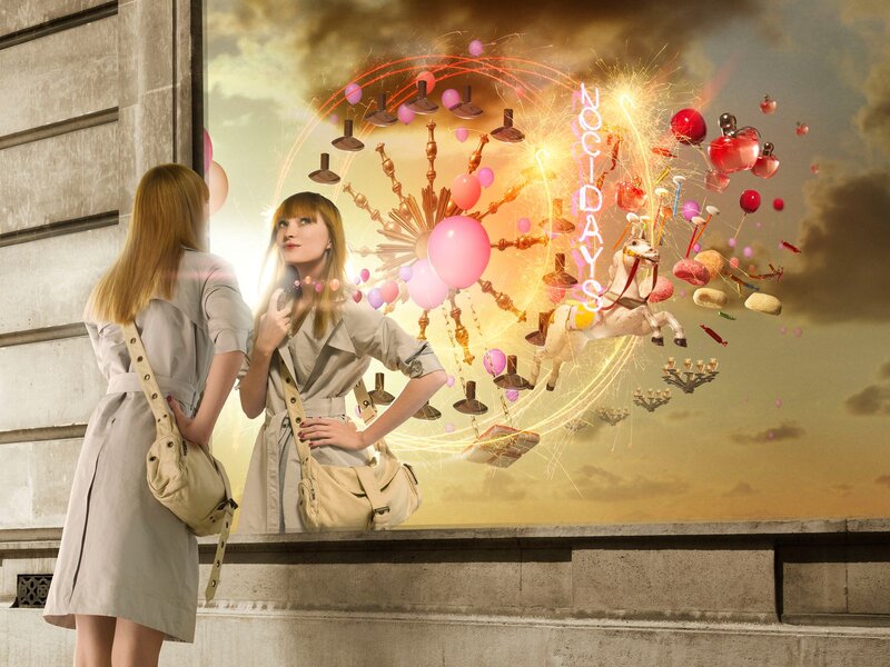 Woman Looking at Reflection — Yellow