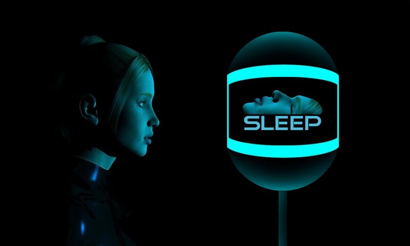 Woman Looking at Sleep Sign