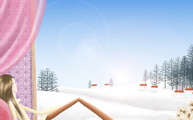 woman looking at snowy landscape
