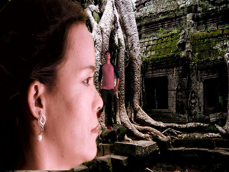 Woman Looking at Temple