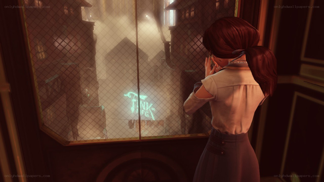 woman looking out window