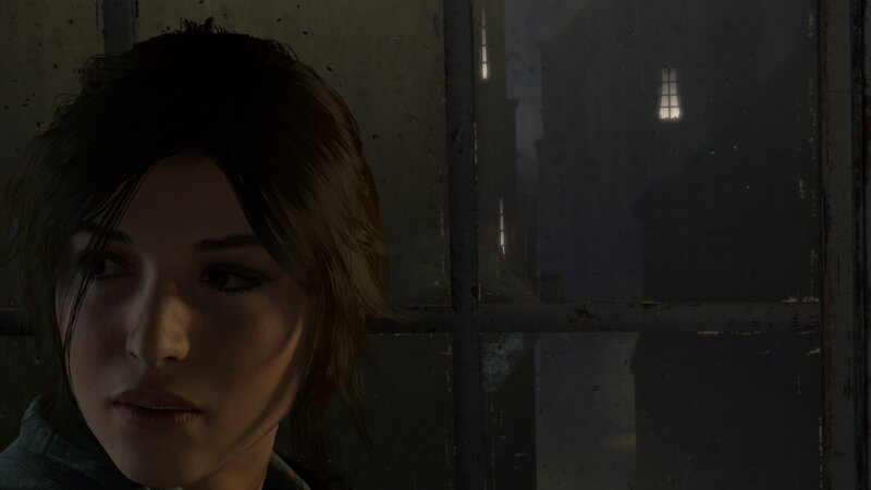 Woman Looking Out Window — Brown, Dark, Somber