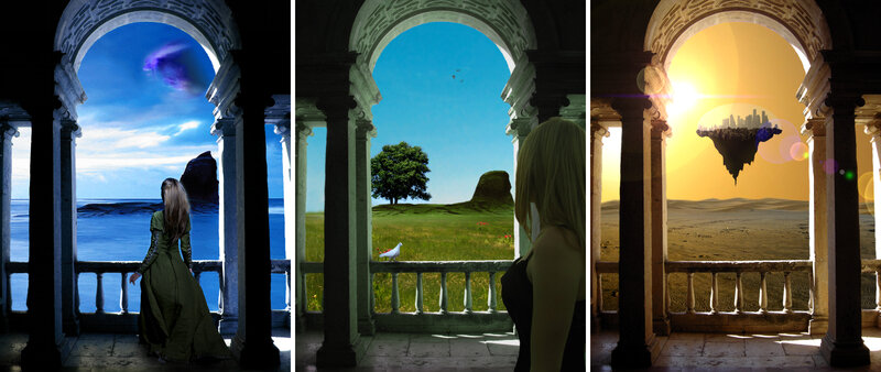 Woman Looking Through Archway