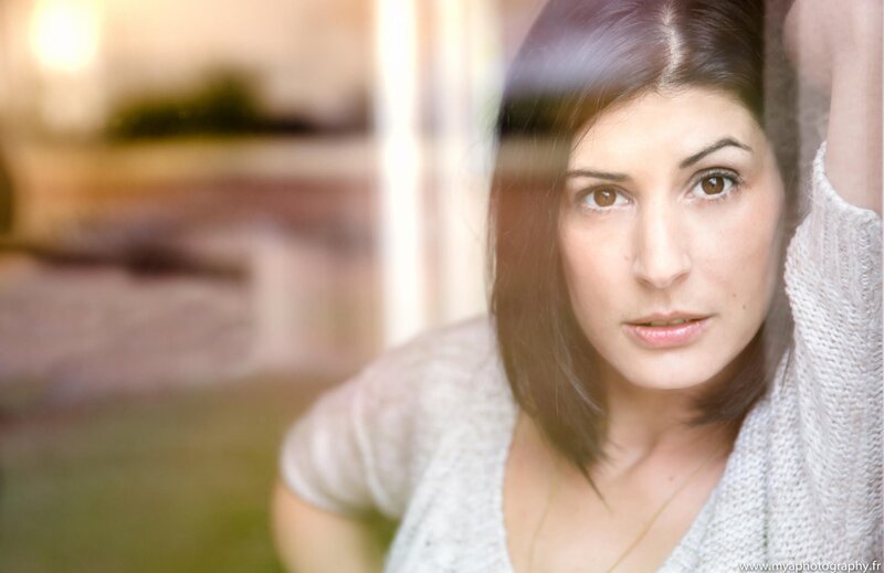 Woman Looking Through Glass — White