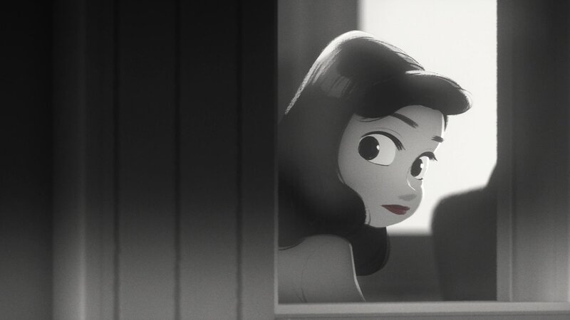 Woman Looking Through Window — Black, Dramatic, Anime